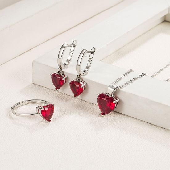 Birthstone Heart Set – Necklace & Earrings in 925 Sterling Silver