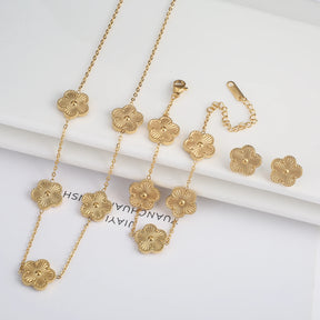 Five Leaf Necklace & Earrings Set + Free Bracelet!